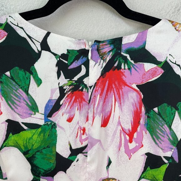 Ralph Lauren Womens Plus 16 Floral Satin Sheath Dress Sleeveless V Neck Cocktail - Picture 8 of 9